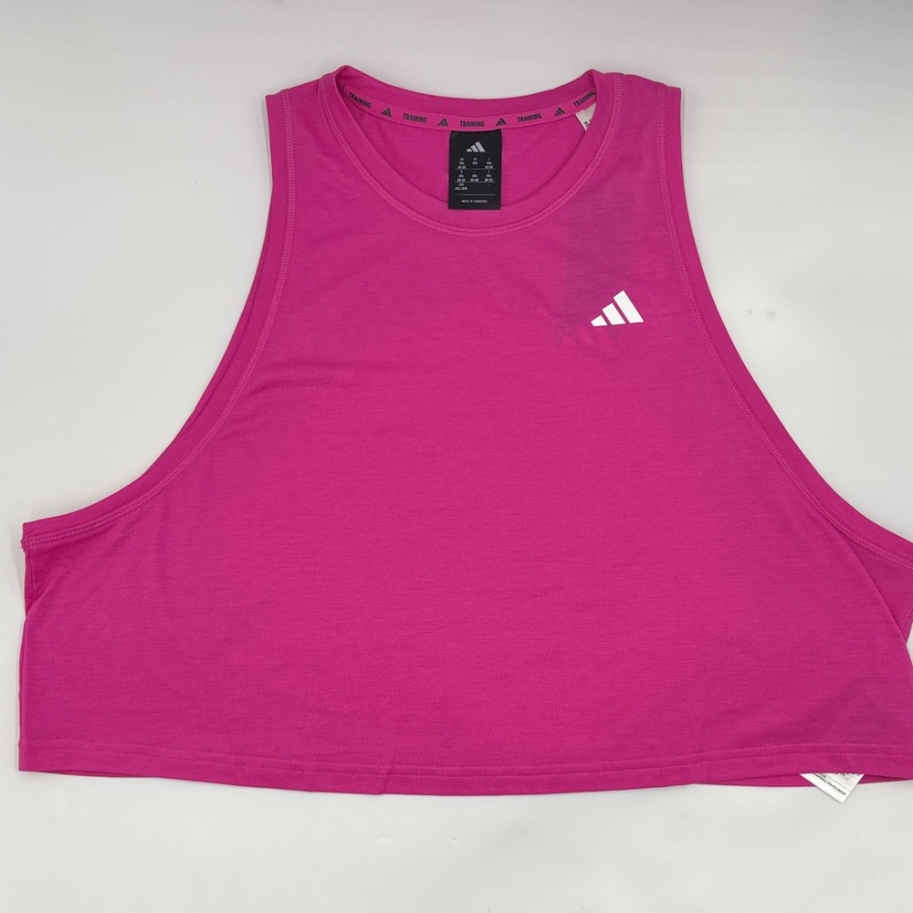 Adidas Essentials Boxy Workout Tank Top in Semi Lucid Fuchsia